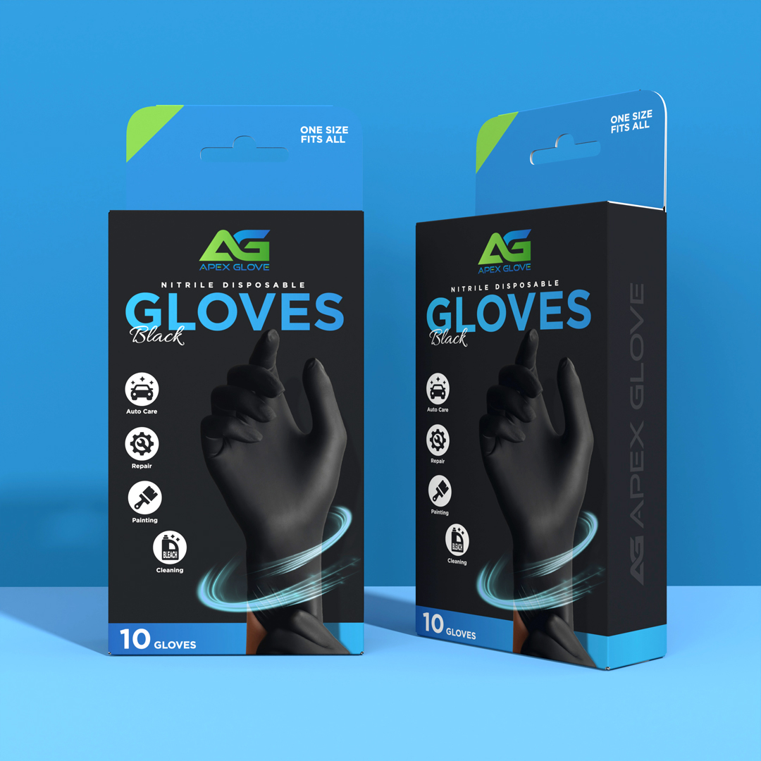 Nitril Disposable Gloves Box Packaging Design Mockup