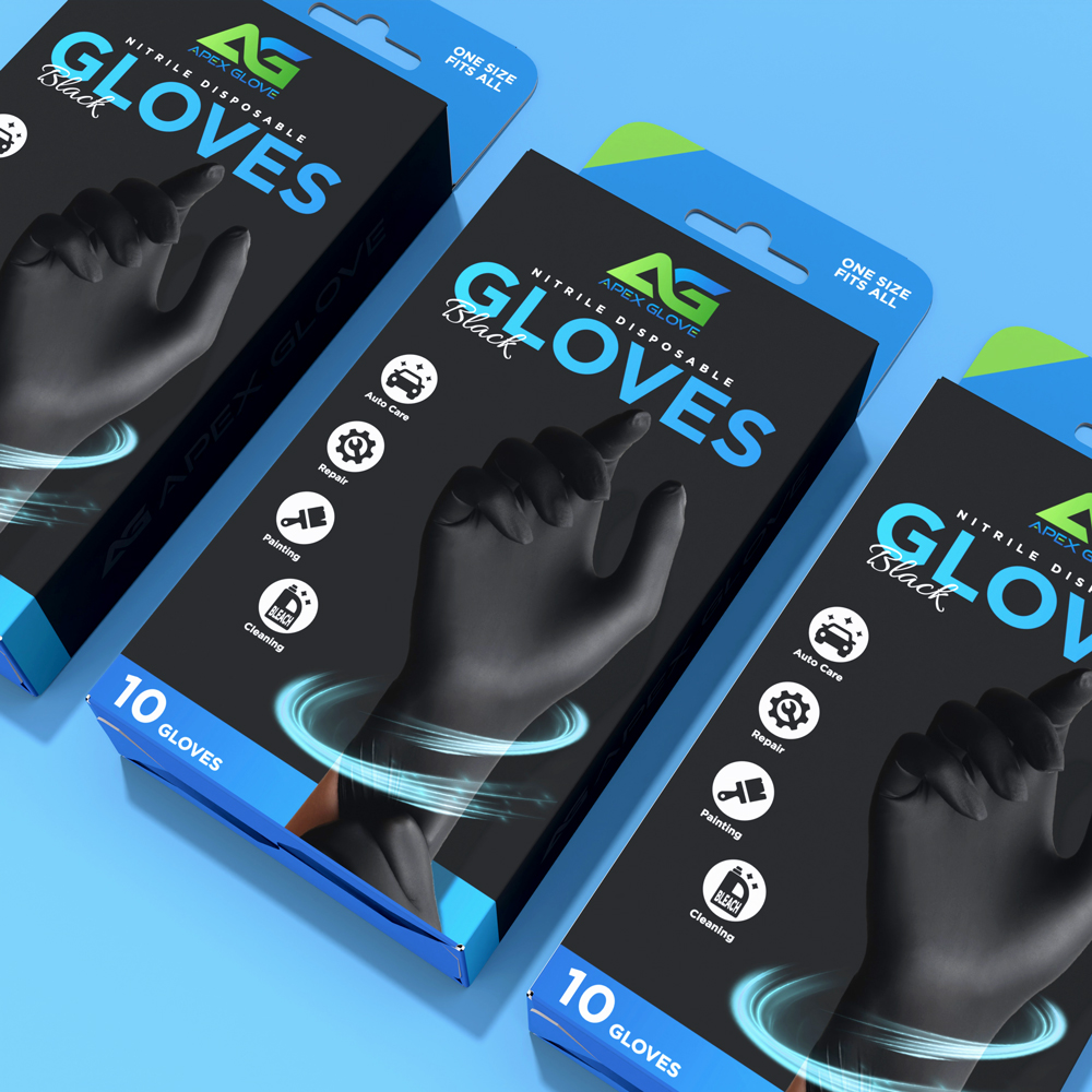 Nitril Disposable Gloves Box Packaging Design Mockup